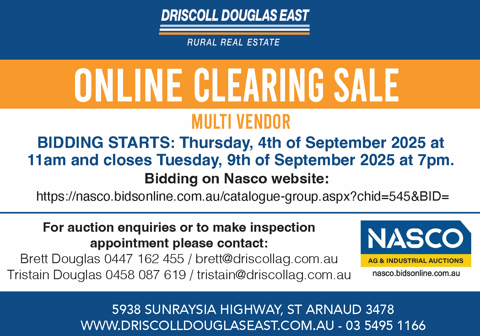 Clearing Sale Online Sep 